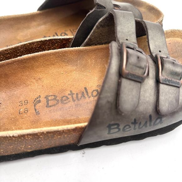 Birkenstocks Betula Birks Two Toe Strap Cork Leather Buckle Narrow 39 size 8 - Picture 6 of 9